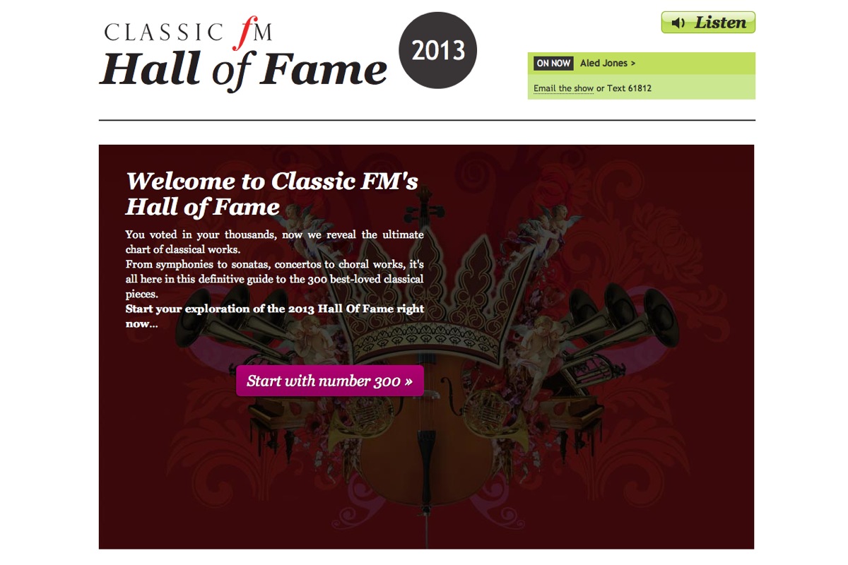 Classic FM Vote for the Hall of Fame has started Game Concerts